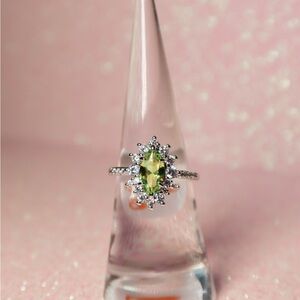 Peridot and CZ on Rhodium Size 6 BP Brand